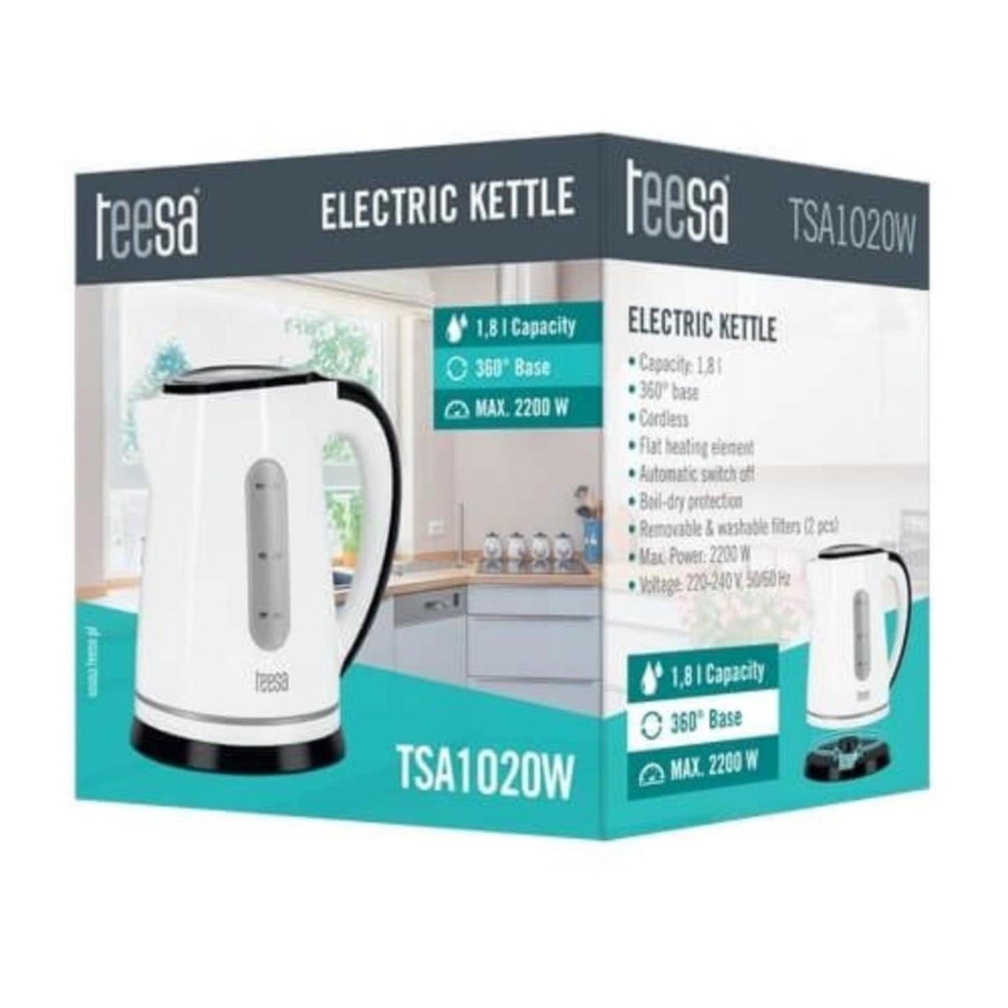 Teesa kabelloser Wasserkocher 1,8l weiß