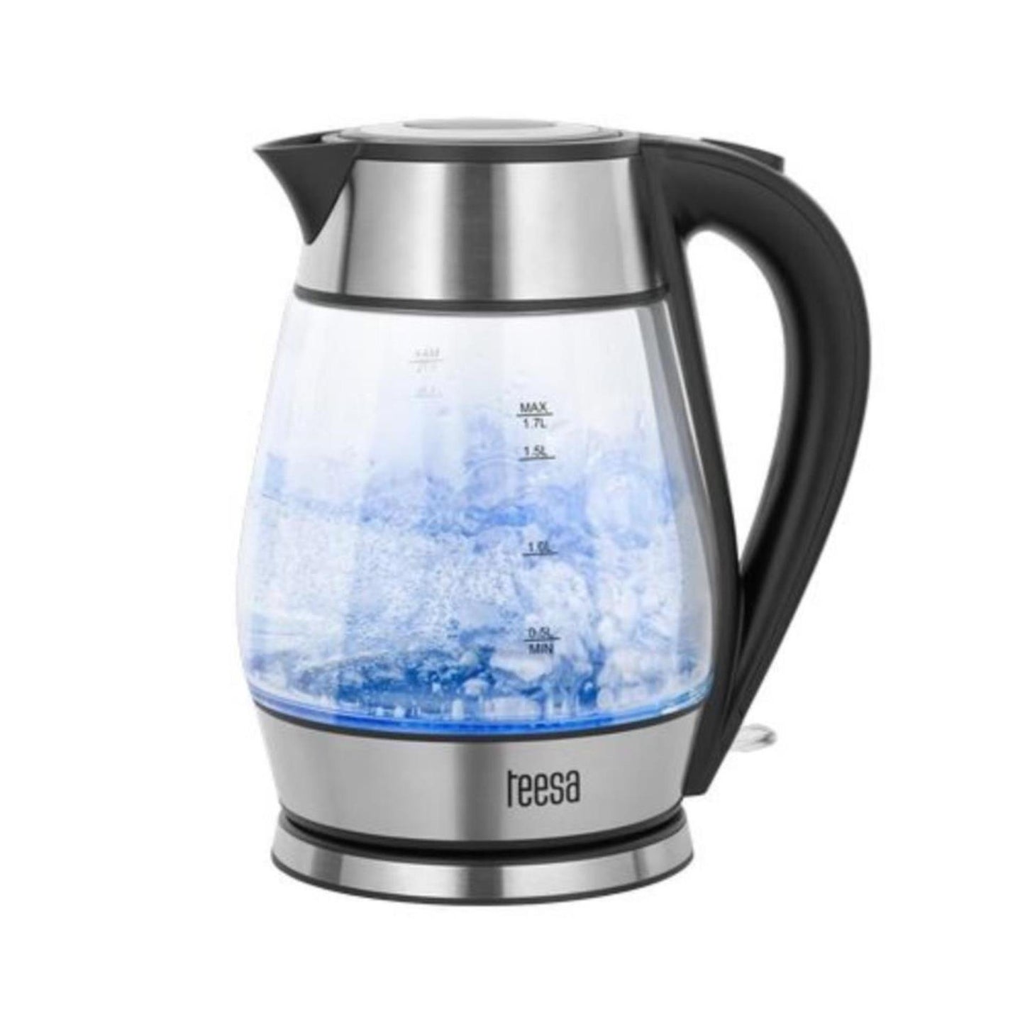 Teesa Wasserkocher Glas Edelstahl 1,7l schwarz