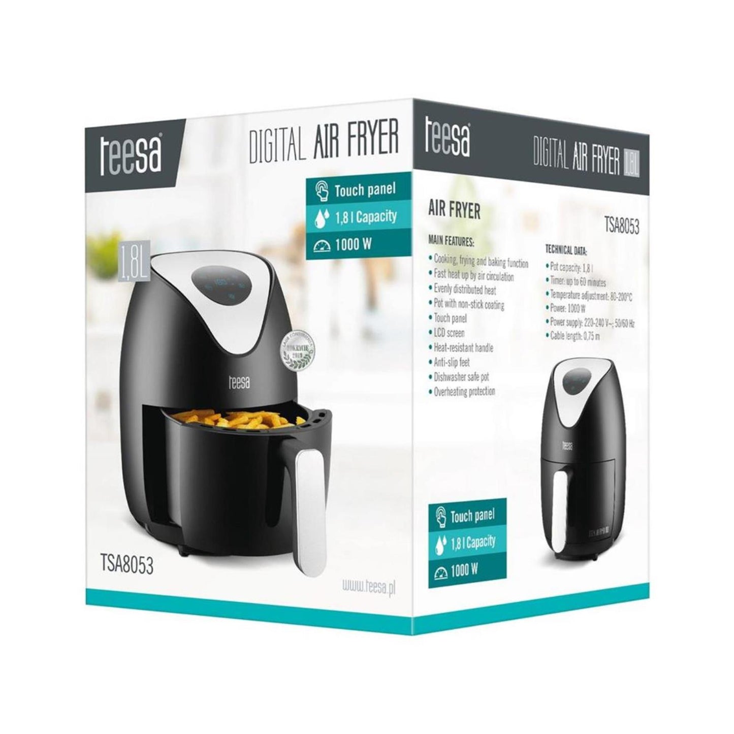 Teesa digitale Heißluftfritteuse 1,8 l schwarz