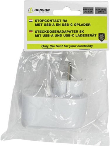 USB + USB-C Ladegerät weiß mit geerdetem Adapter 17 W – 9540141