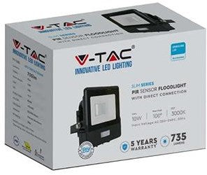 V-tac LED-Bauleuchte | 10w | 3000k | IP65 | mit Sensor | Körper schwarz - 9335200