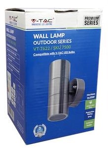 V-tac Wandleuchte Edelstahl | 2xgu10 | ip44 | 16,3 cm hoch - 5086005
