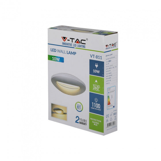 V-TAC-Wandlampe VT-811 LED 10W 3000K 1100 LM 30 x 21,5 cm Weiß