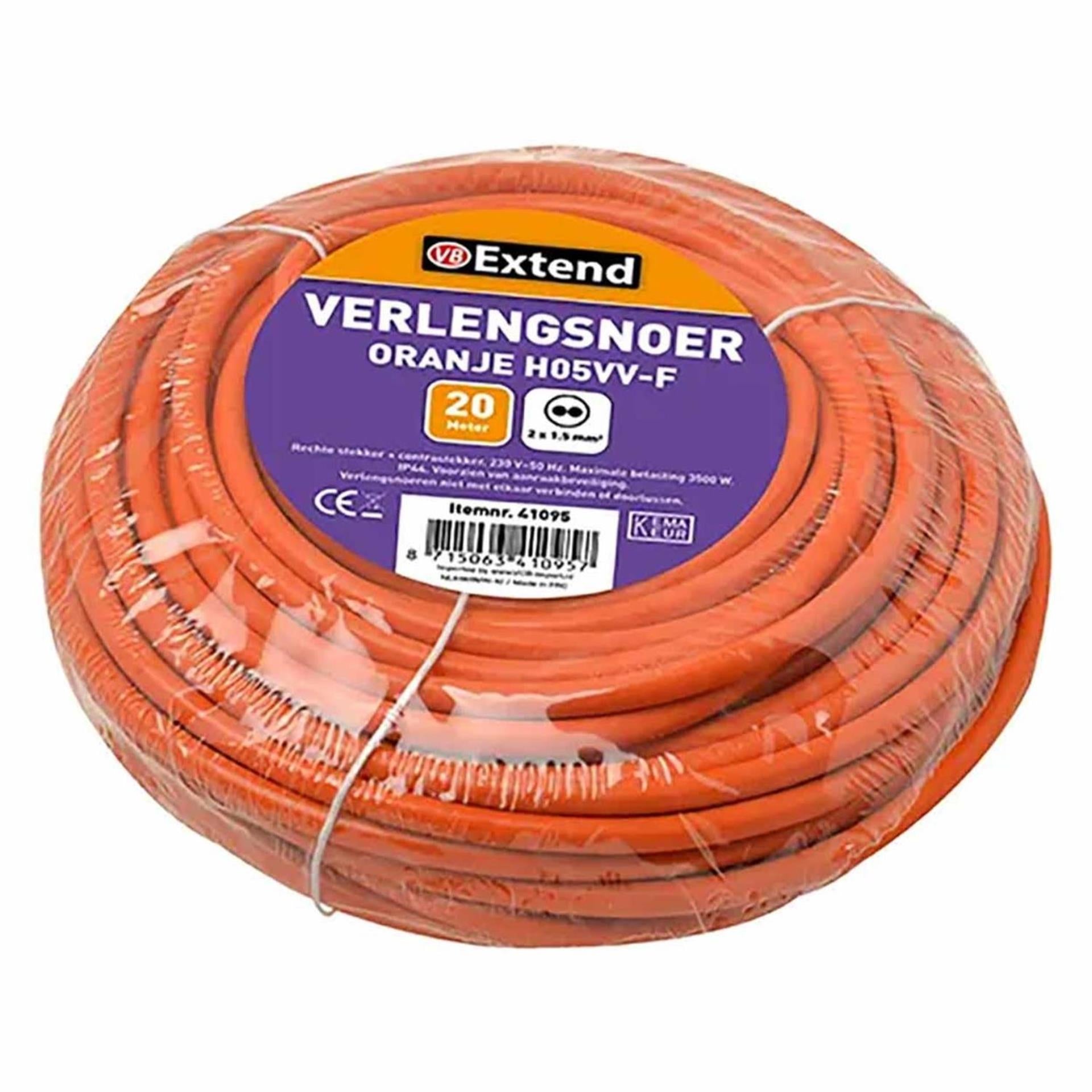 Verlängerungskabel 20 m ungeerdet orange
