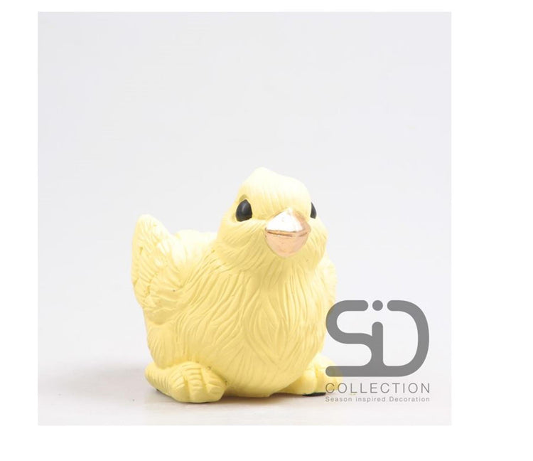 Jahreszeiteninspirierter Dekorationsvogel mit Schale 15x10x12cm gelb