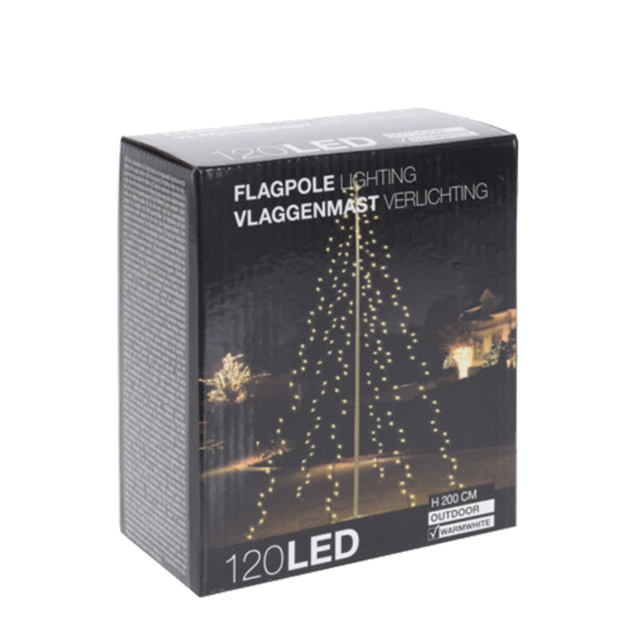 Fahnenmastbeleuchtung warmweiß 120 LEDs 120cm