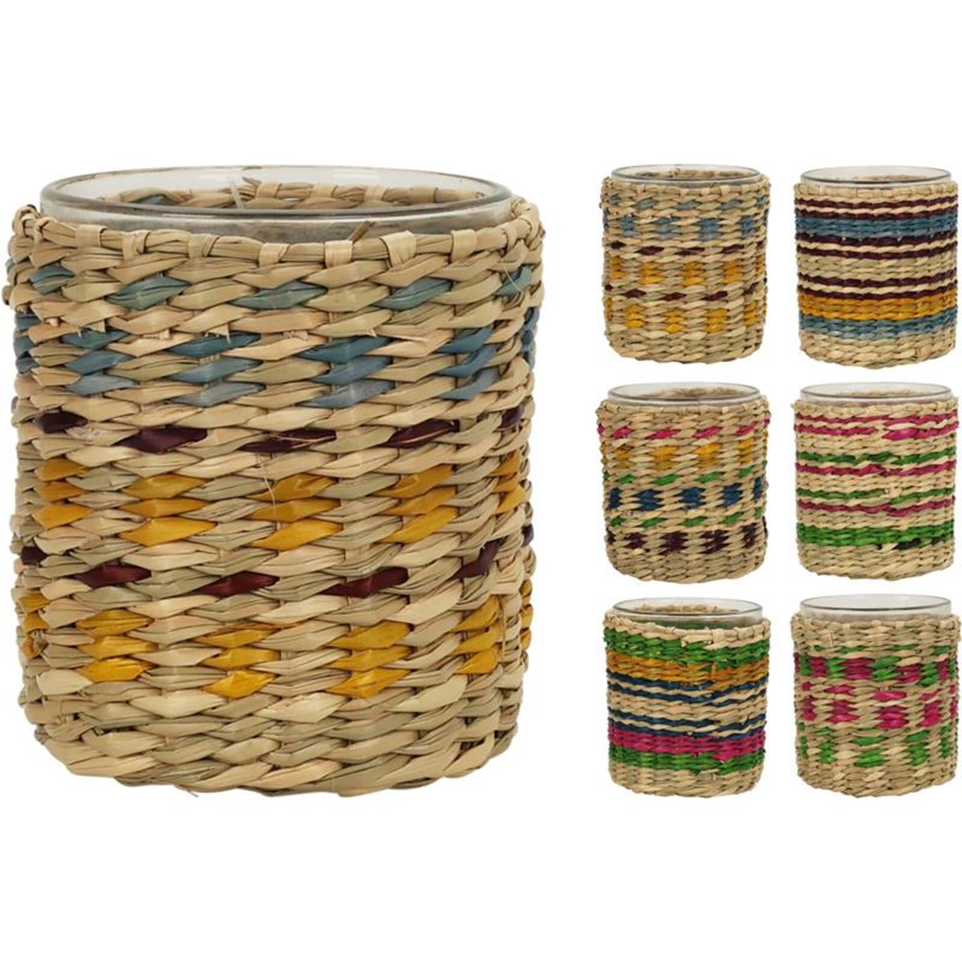 Cozydecor Teelichthalter mit Seegras H8cm