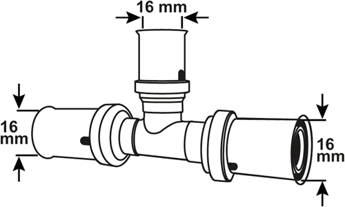 Cornat Presskupplungs-T-Stück 16 mm 10 s MS-A2 – vrptp500416n