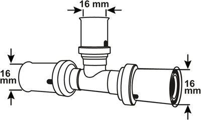 Cornat Presskupplungs-T-Stück 16 mm 10 s MS-A2 – vrptp500416n