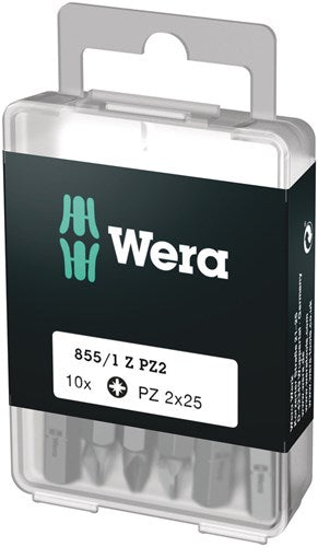 Wera 855 1 Z Bits Pozidriv, PZ 2 x 25 mm (10 Bits Pro Box) – 1 Stück – 05072404001