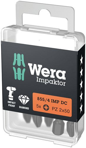 Imp Wera 855 4 DC PZ DIY-Aktuator-Bits, PZ 2 x 50 mm, 5-teilig – 05057661001