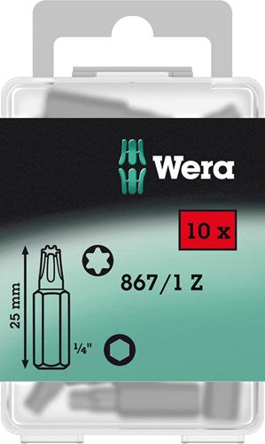 Wera 867 1 Z Torx®-Bits, tx 25 x 25 mm (10 Bits pro Box) – 1 Stück – 05072409001