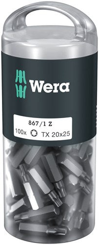 Wera 867 1 Z Torx® DIY 100, Tx 20 x 25 mm (100 Bits pro Box) – 1 Stück – 05072448001