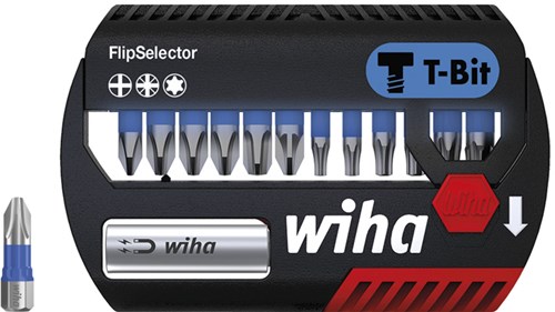 Wiha Bit-Set Flip Selector T-Bit 25 mm Phillips, Pozidriv, Torx® 14-teilig 1 4 C6,3 – 41824 – 41824