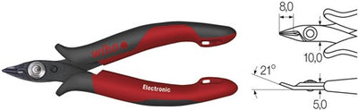 Wiha Seitenschneider elektronisch, schmaler, spitzer Kopf und Drahtklemmfeder ohne Facette | 126 mm 5 - 26813 - 26813