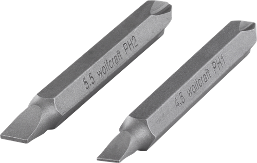 Wolfcraft Doppelbits | solide | PH-Slot | l65mm | 2 Stück - 2407000