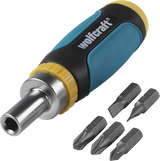 Wolfcraft Mini-Handschraubendreher | Ratschenfunktion | Set 6-teilig | inkl. 5 Bit - 1237000 - afbeelding 1