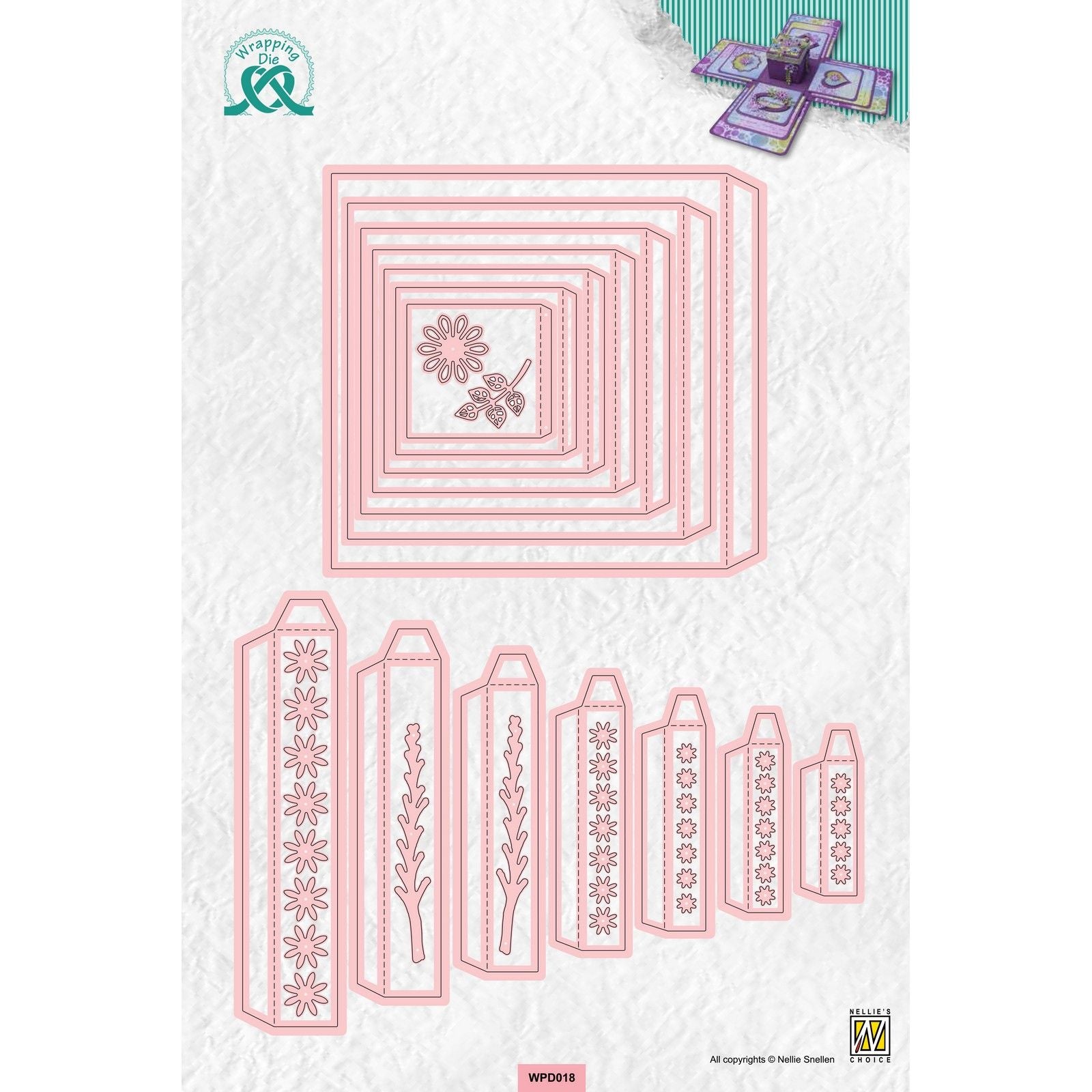 Nellies Wahl • Verpackung von Stanzformen, explodierende Box mit Deckel, 16 Stück.