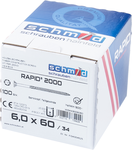 Schmid schrauben rapid2000 tx schraube 6,0x60 100 vz - wskk8006060