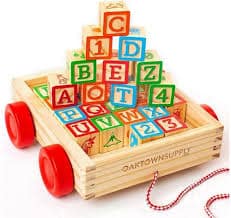 Dinotoys Apeldoorn Holzblock -LKW mit Buchstaben und Zahlen