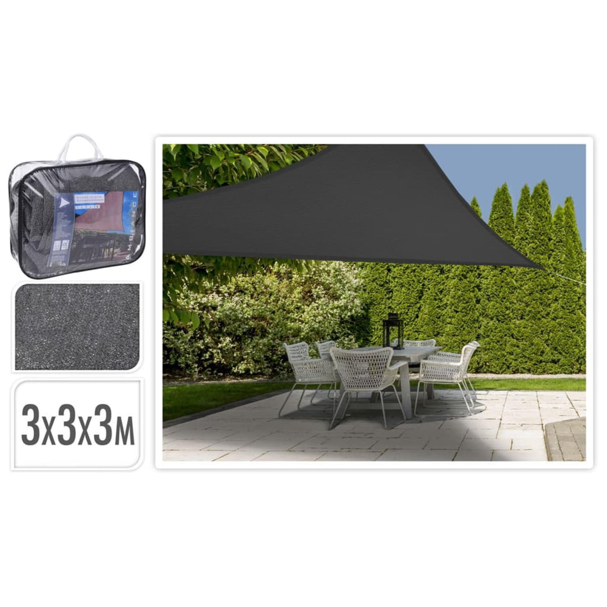 Prograrden Prograrden Schatten Tuch dreieckig 3x3x3m dunkelgrau