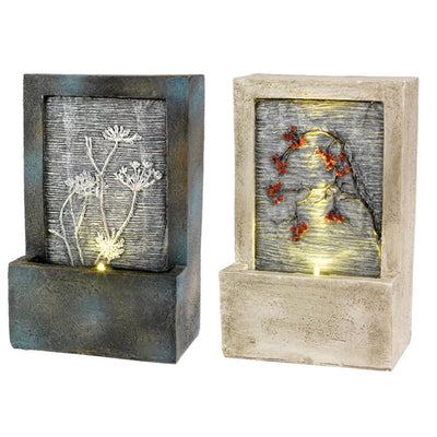 Lumineo LED-Polybrunnen mit Blume 9,5x15x23cm