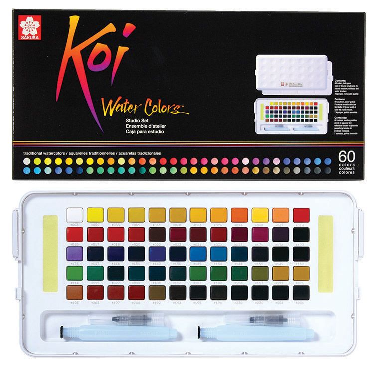 Sakura • Koi-Aquarell-Skizzenbox 60 + Wasserpinsel