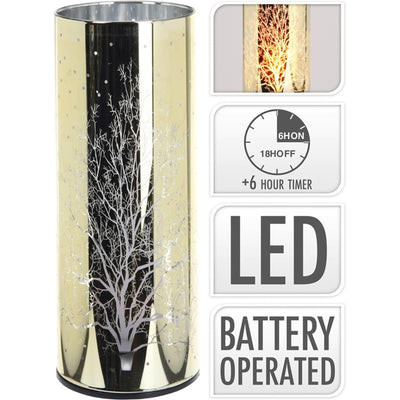 Home Styling Stimmungslicht Glas LED Gold mit Flamme 20cm