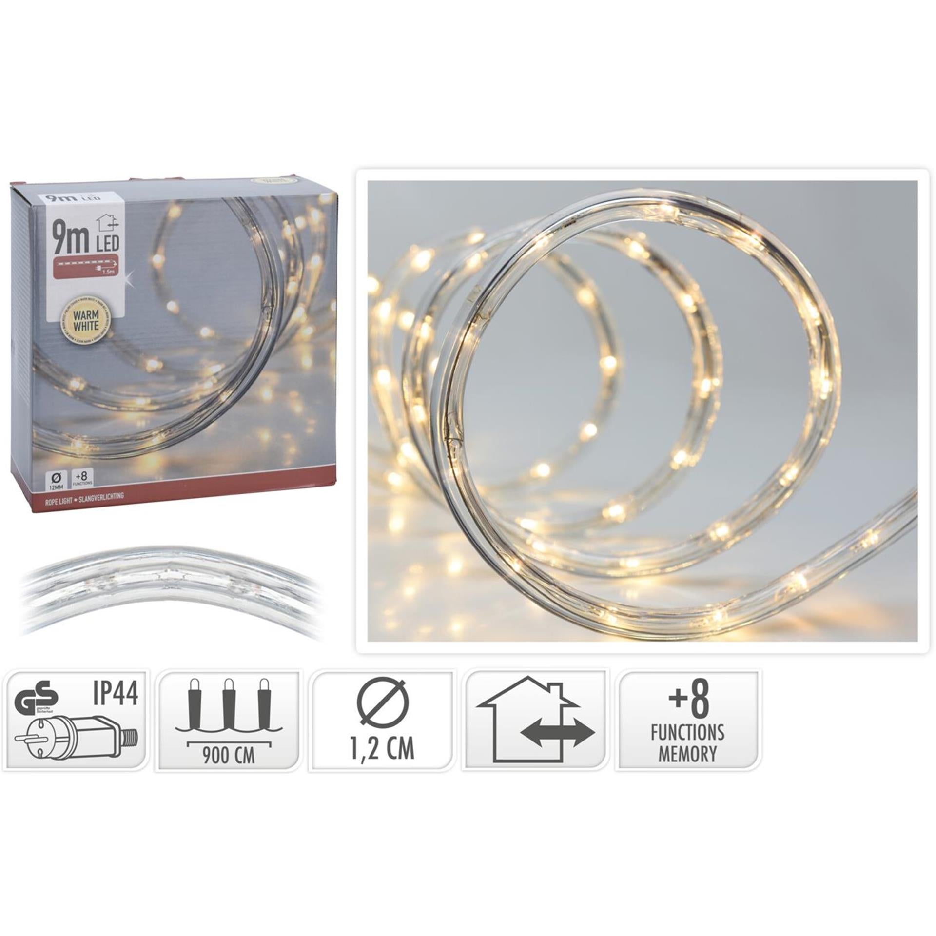Schlangenbeleuchtung LED 9m warmweiß