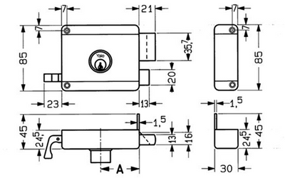 Yale 614-615 Felgenschloss | 1 Reihe mit separatem Außenzylinder | dm 60mm | Drehrichtung 2. - 7225109