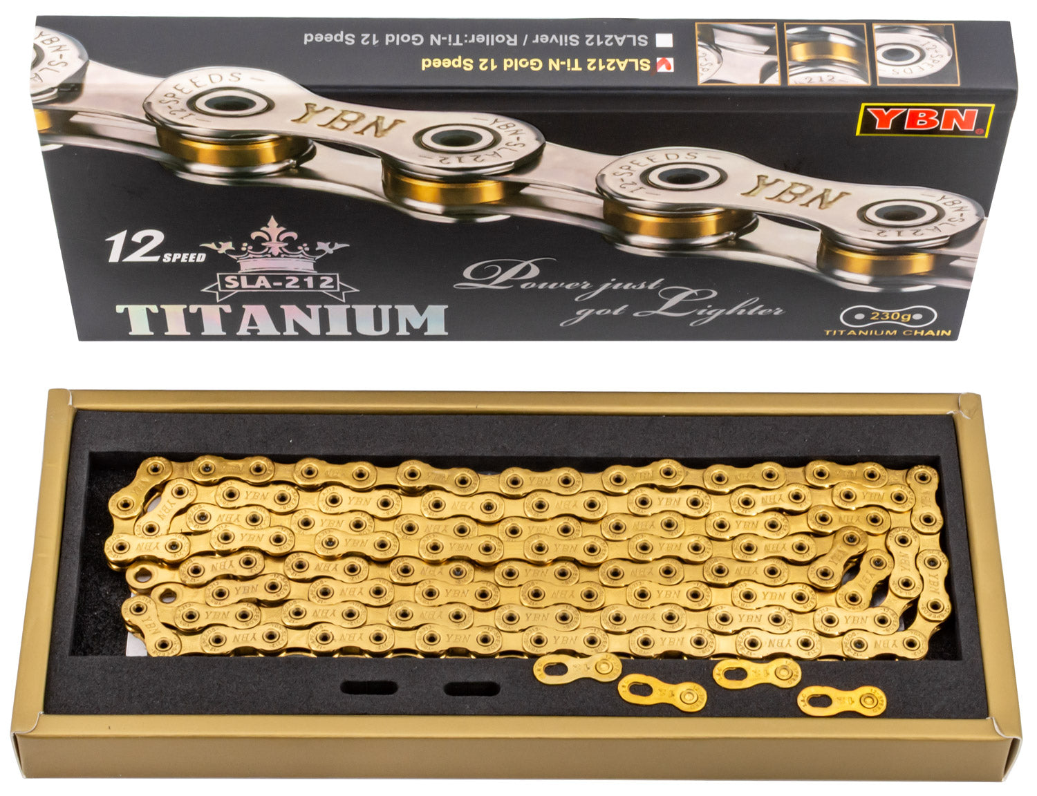 YBN Sla 212 Ti-N Titan 12-Gang-Kette Hohlbolzen