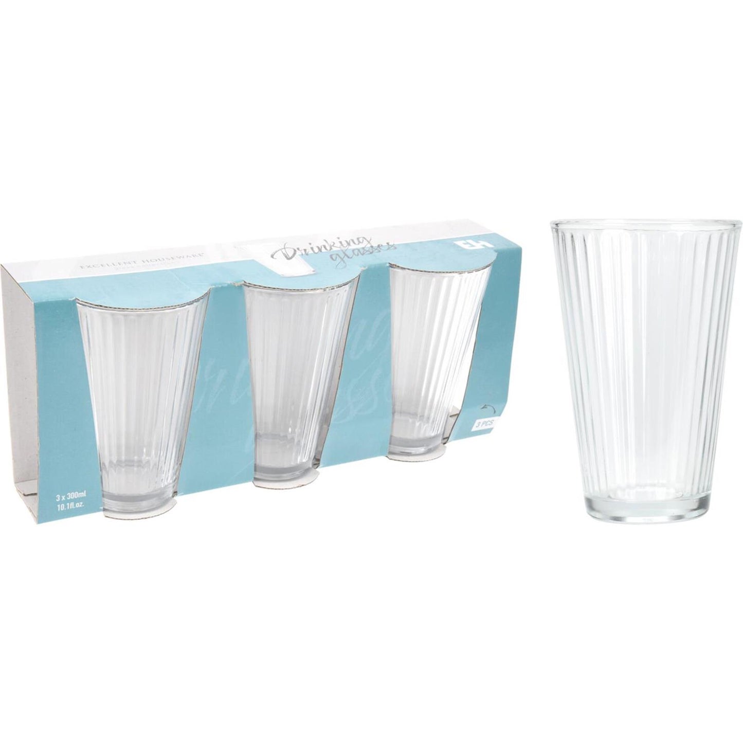 Excellent Houseware Trinkglas-Set, 3-teilig, 300 ml
