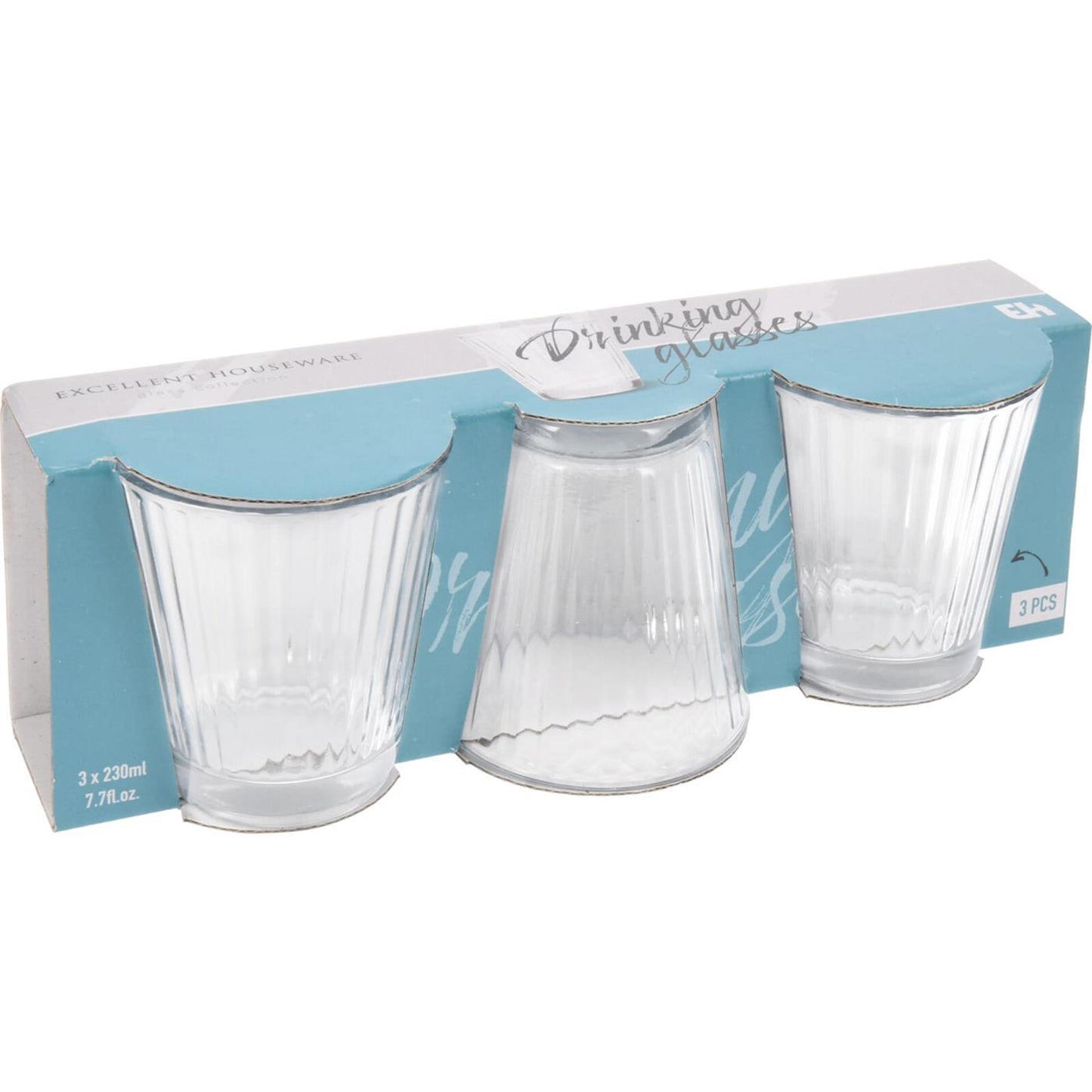 Excellent Houseware Trinkglas-Set, 3-teilig, 230 ml