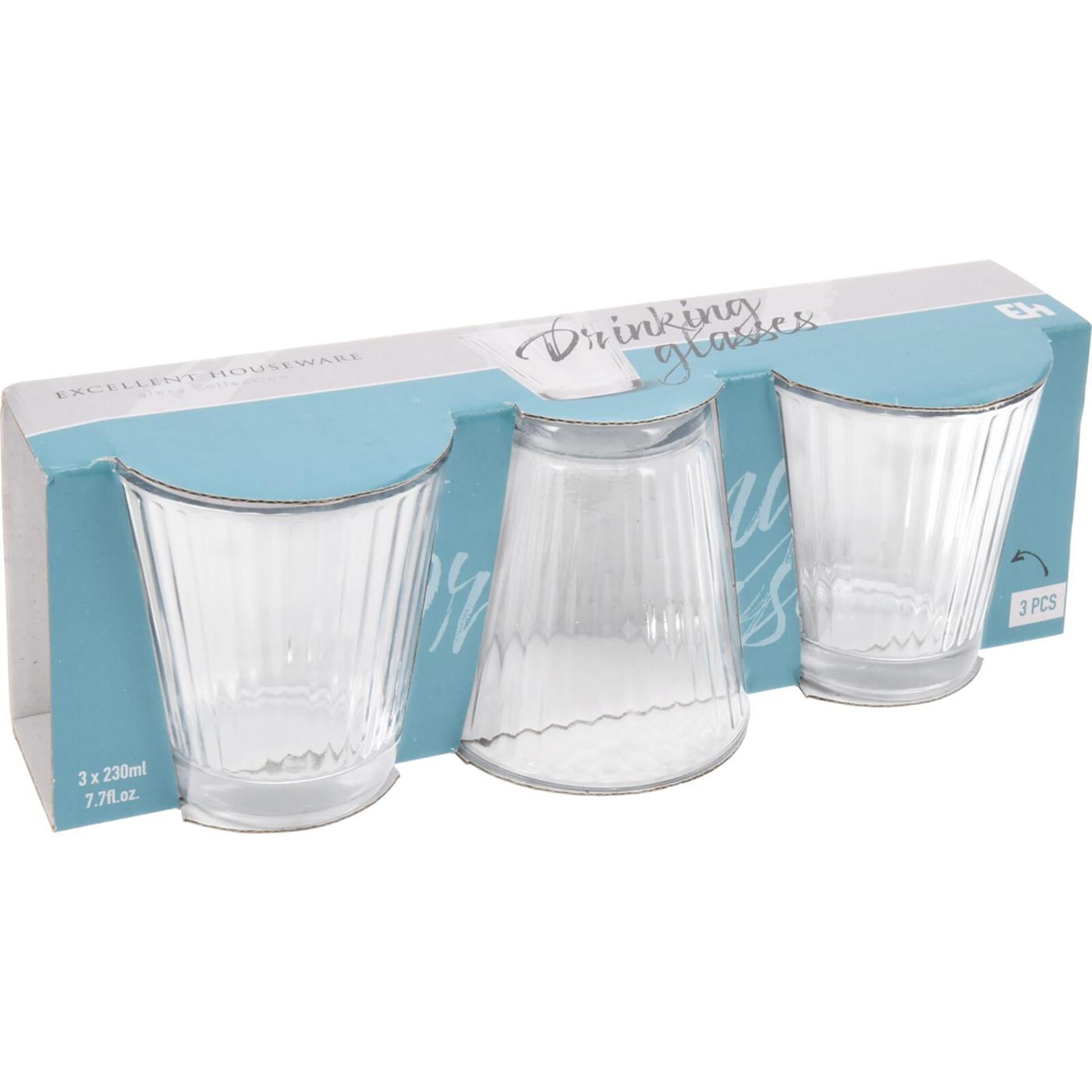 Excellent Houseware Trinkglas-Set, 3-teilig, 230 ml