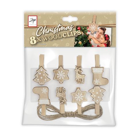 Zep Weihnachtskit Holzklammern braune Lk39b 8 Stück