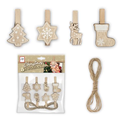 Zep Weihnachtskit Holzklammern braune Lk39b 8 Stück
