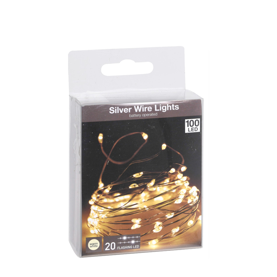 Silberdraht blinkende LED WW 100 LEDs 495cm