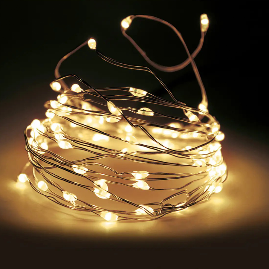 Silberdraht blinkende LED WW 100 LEDs 495cm