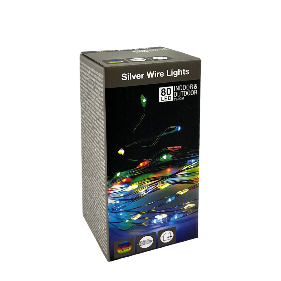 Lichterkette 80 LED EU-Stecker mehrfarbig 790 cm | 24 Stück