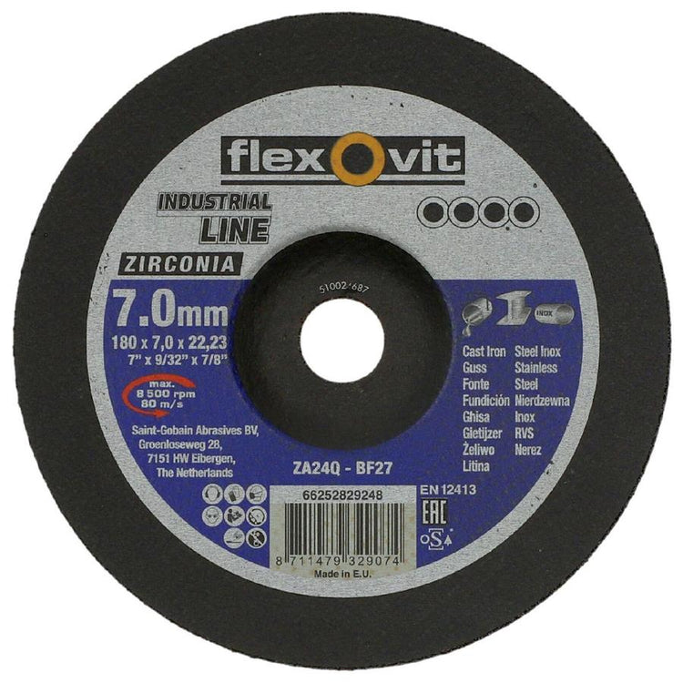 Flexovit abs zirkonia 125x7x22,23 za24q t27 edelstahl | 10 Stk