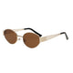 Spectrum-Sonnenbrille im Retro-Stil, ovales Metall, braunes Glas