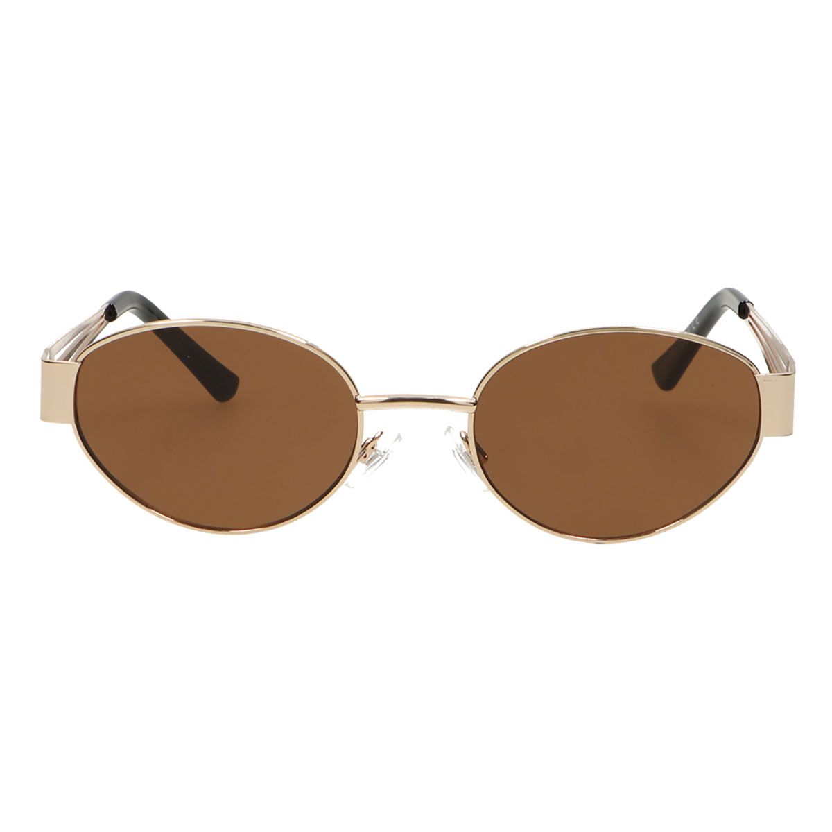 Spectrum-Sonnenbrille im Retro-Stil, ovales Metall, braunes Glas