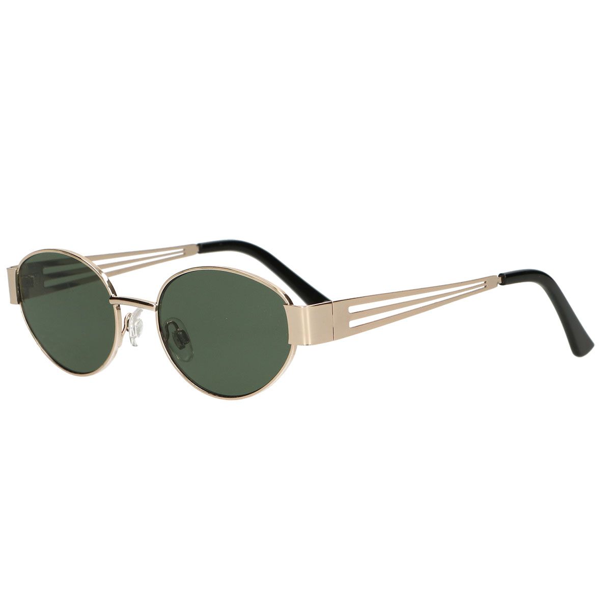 Spectrum-Sonnenbrille im Retro-Stil, ovales Metall, grünes Glas