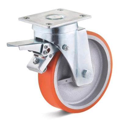 Torwegge-Schwenkrad + Bremse, robust, 100 x 30 mm