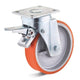 Torwegge-Schwenkrad + Bremse, robust, 100 x 30 mm