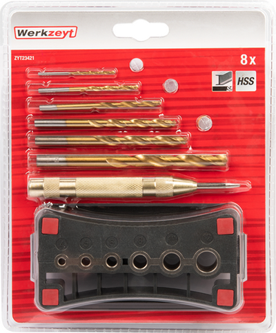 Werkzeyt Metallbohrer-Set 8-teilig mit Bohrhilfe – zyt23421