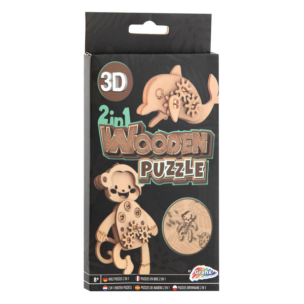 2-in-1-Holz-Kit 3D-Puzzle-Dolphin und AAP