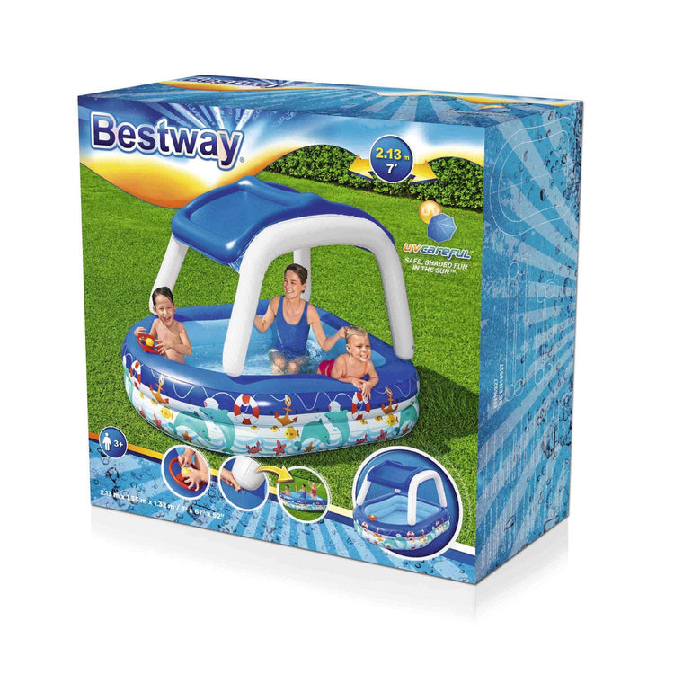 BESTWAY FAMMLIGE ZWEMBAD MIT SONNESSCREEN Sea Captain, 213x155x132Cm