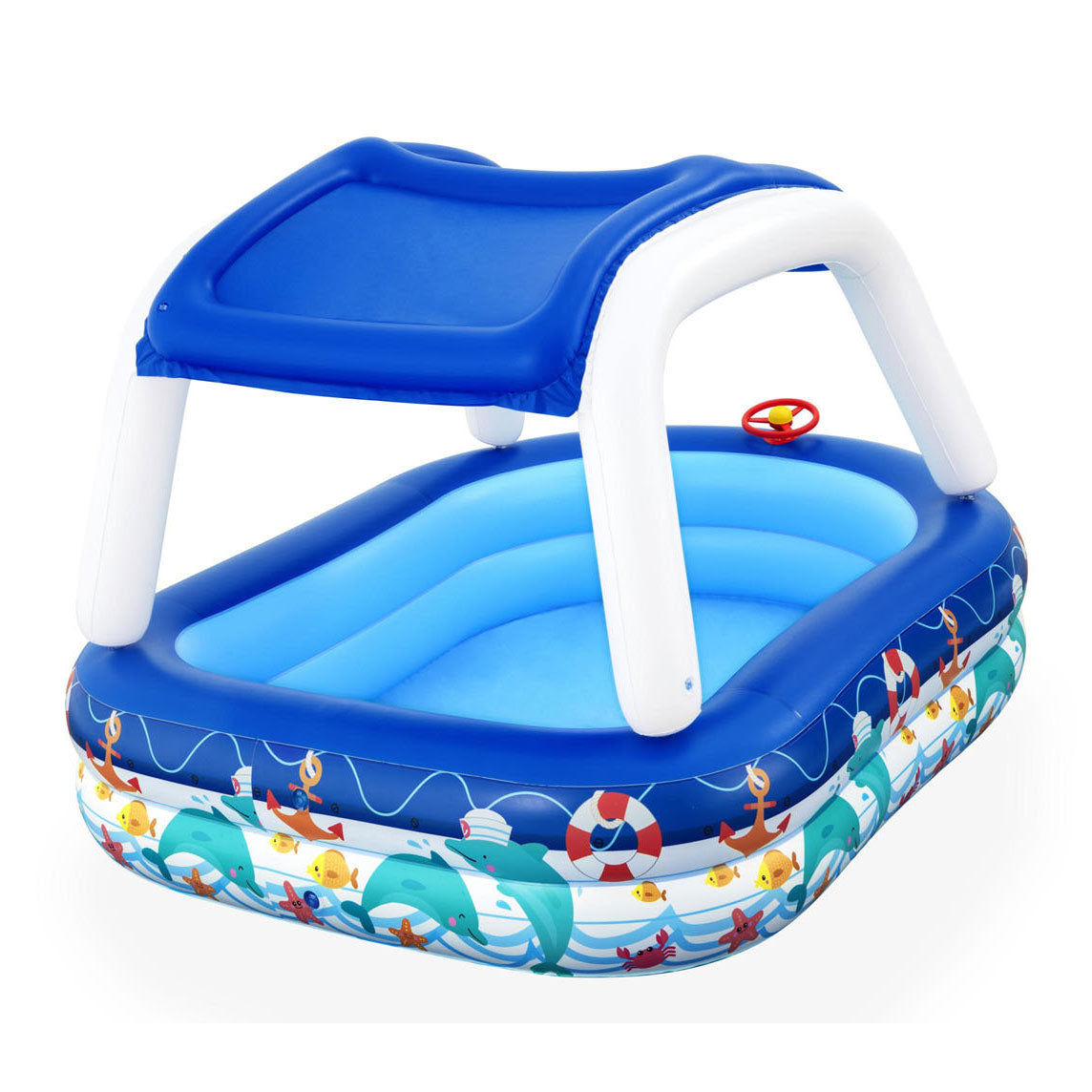 BESTWAY FAMMLIGE ZWEMBAD MIT SONNESSCREEN Sea Captain, 213x155x132Cm