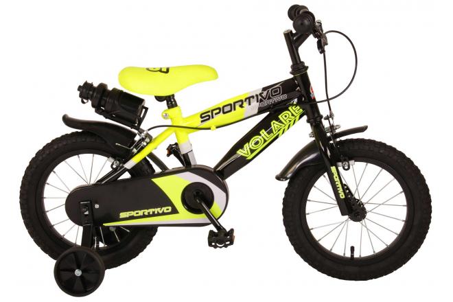 Volare Sportivo Kinderrad - Jungen - 14 Zoll - Neongelbschwarz - Zwei Handbremsen - 95% versammelte